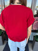 Elastic Sleeve Top: Dark Red