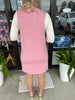 V-Neck Sweater Dress: Pink