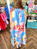 Neck Tie Fancy Midi Garden Dress: Blue