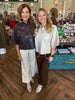 Leather Button Top: Brown