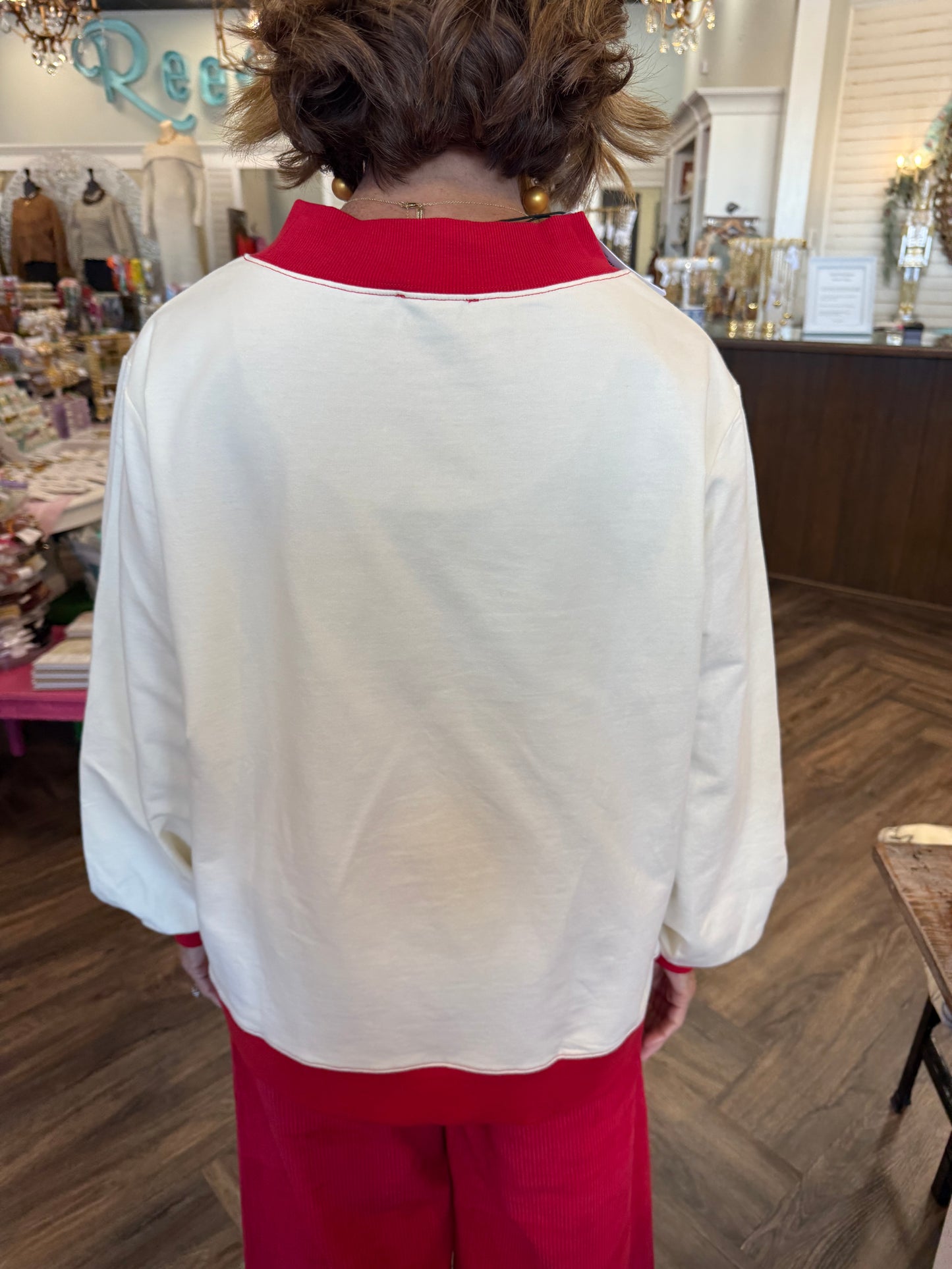 Mockneck Terry Sweatshirt: Red
