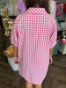 V-Neck Plaid Dress: Pink