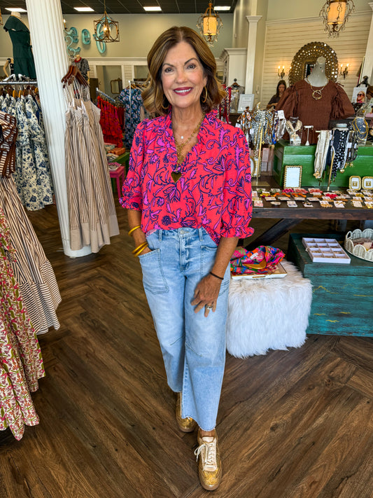 Mary Square Julie Top: Tulip- Coral