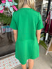 Green Button Shift Mini Dress