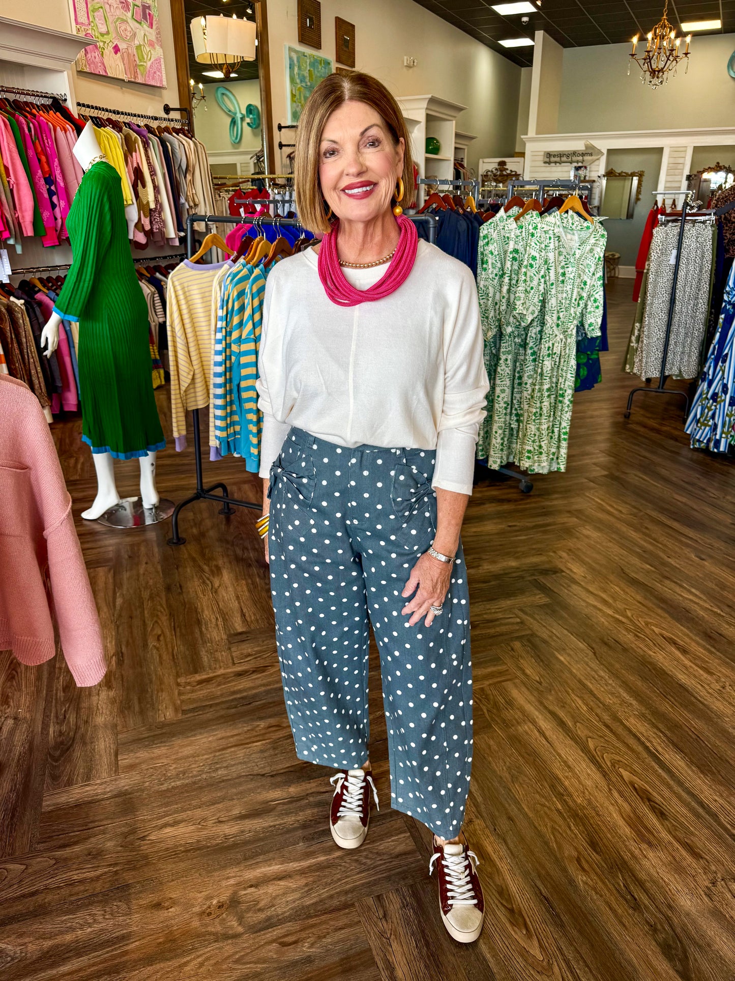 Denim Polka Dot Pants