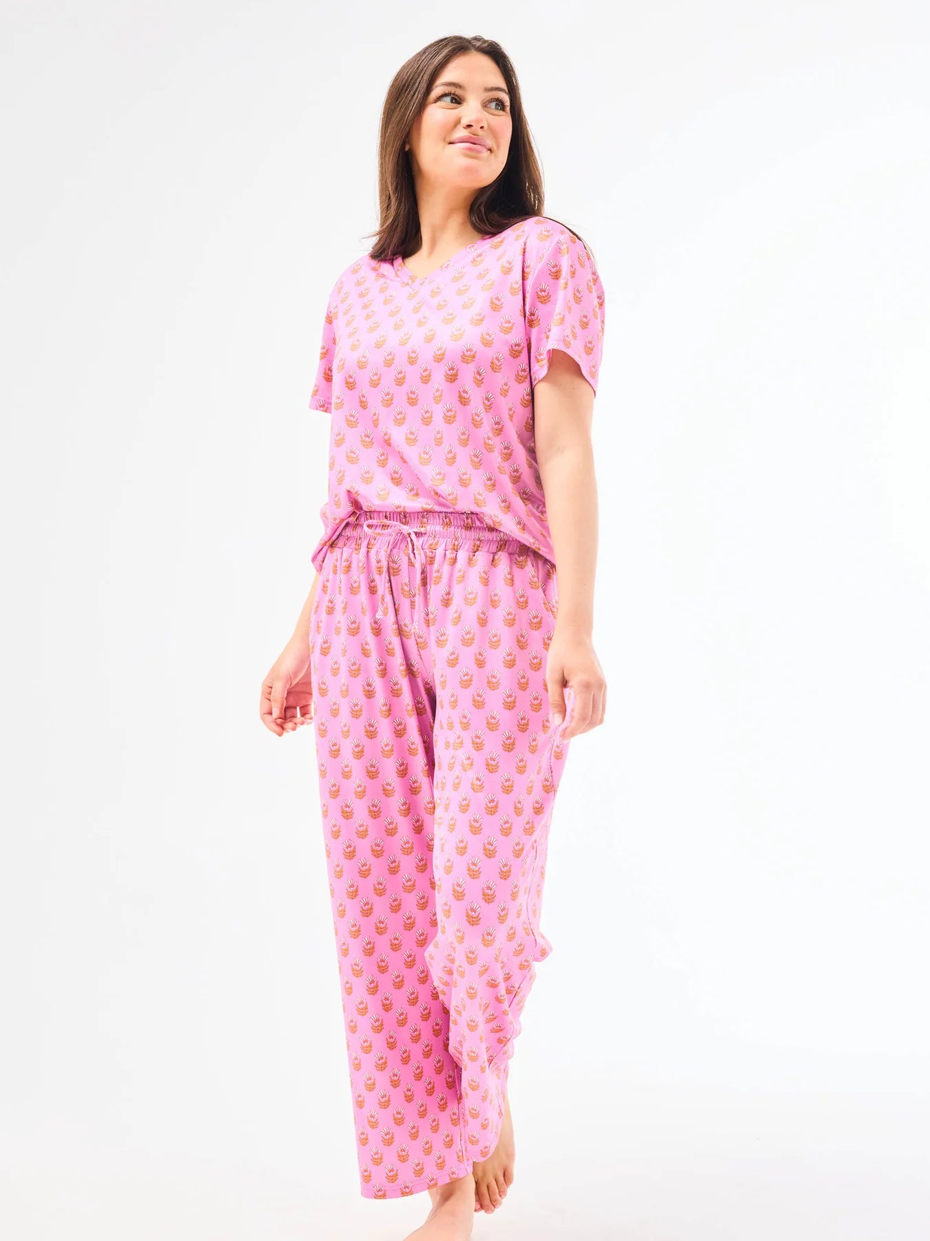 Alli Pants Set | Floral Foulard Pink