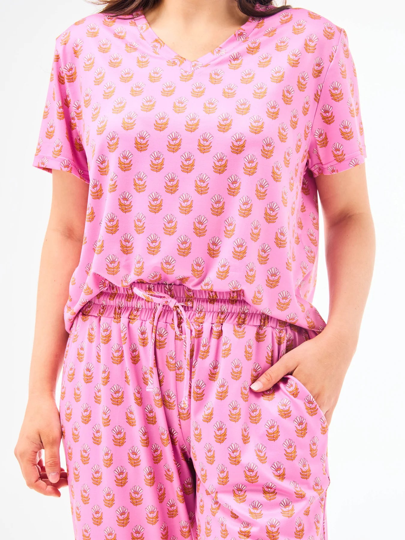 Alli Pants Set | Floral Foulard Pink