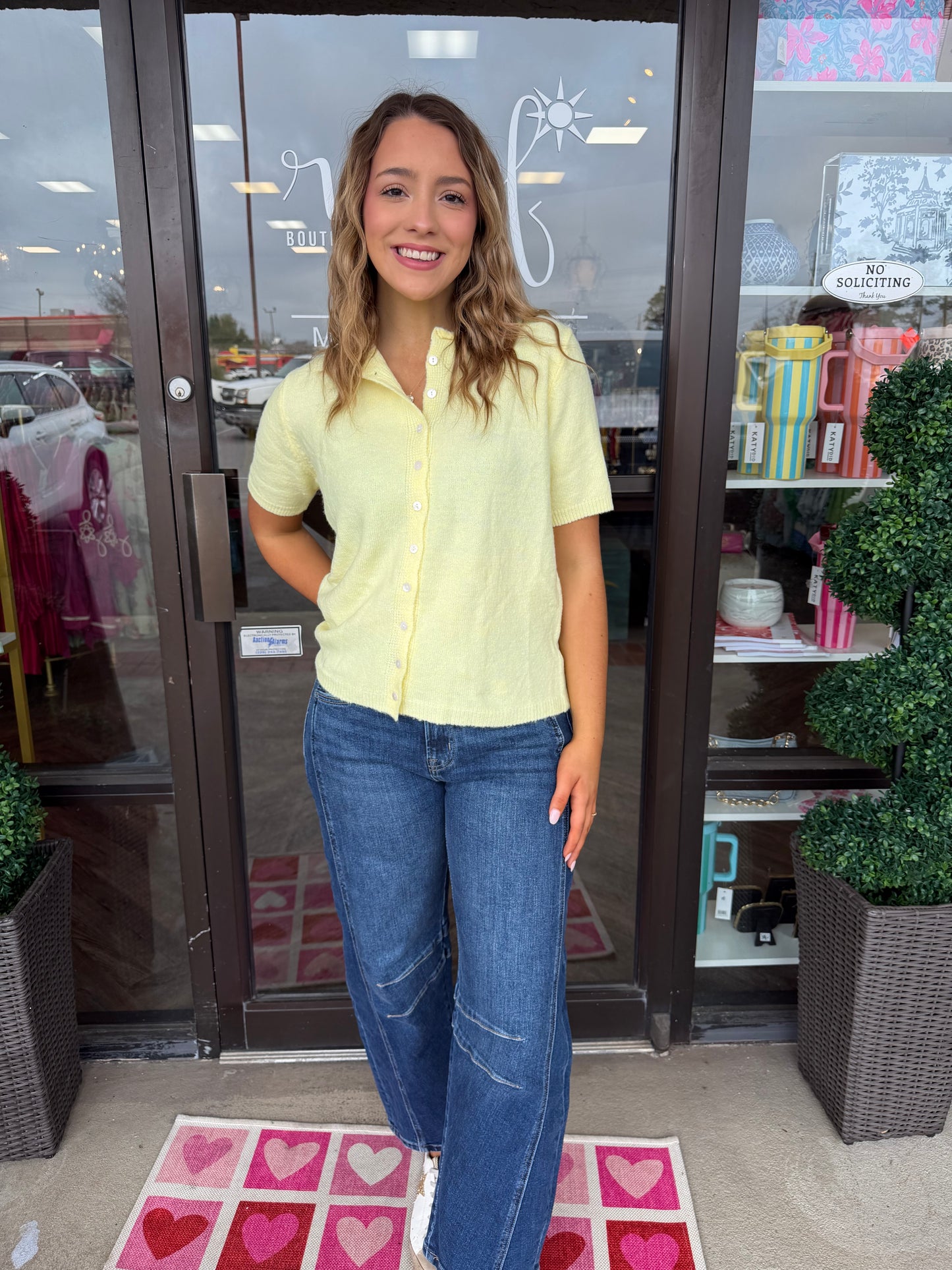 Short Sleeve Cardigan: Butter