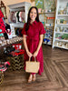 Clara Bow Midi Dress: Burgandy