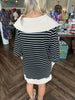 Zipper Striped Casual Dress: Black