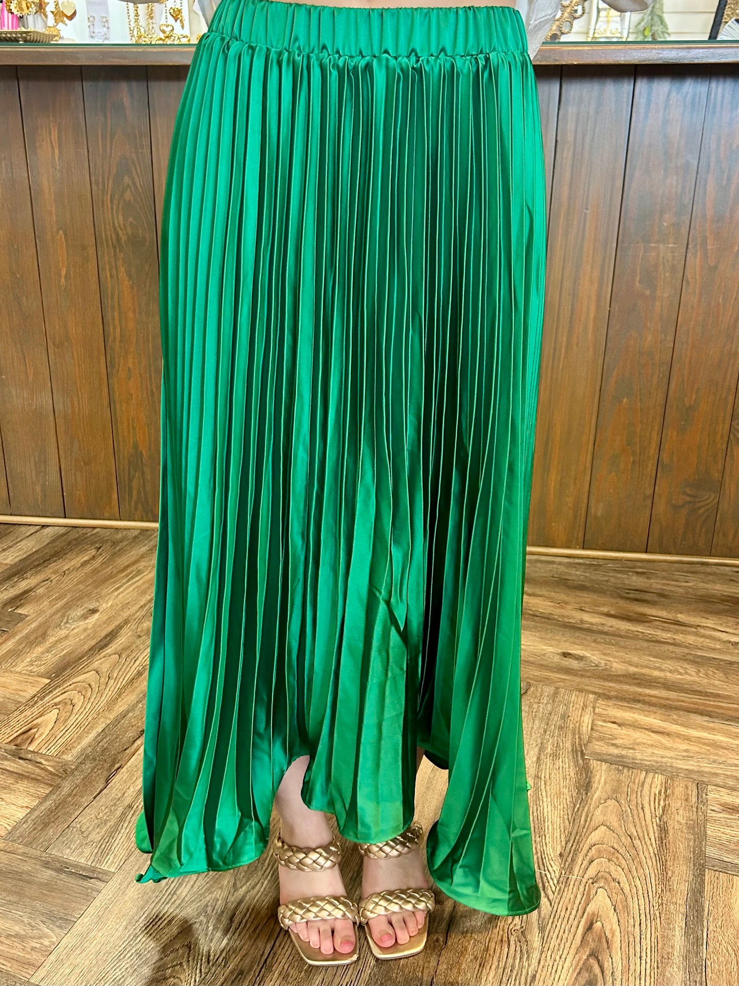 Emerald Pleated Skirt
