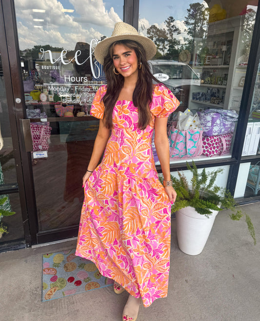 Nancy Orange Maxi Dress