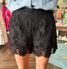 Flower Lace Shorts: Black
