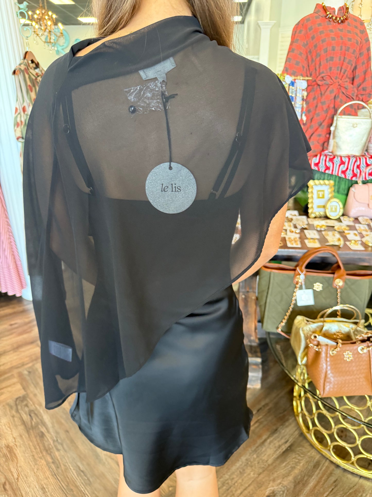 Sheer Cape Satin Dress