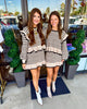 Tan & Black Striped Sweater Set