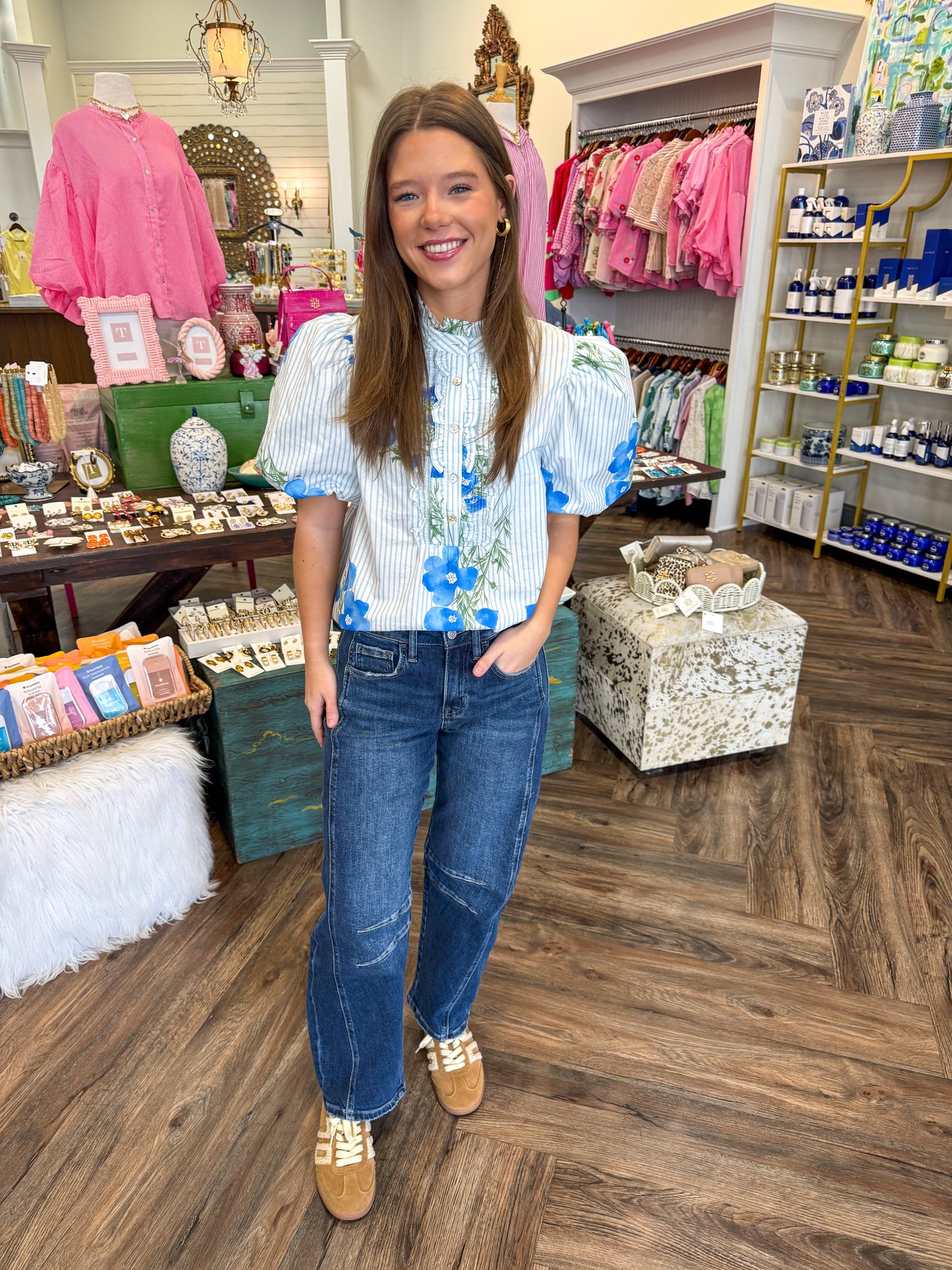 Shades Of Blue Flower Top