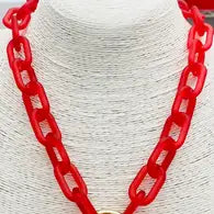 Acrylic Link Necklace: Matte Red