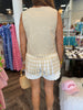 Dotted Lace Fringe Linen Top