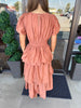Rust Tiered Midi Dress