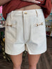 Cream Horsebit Shorts