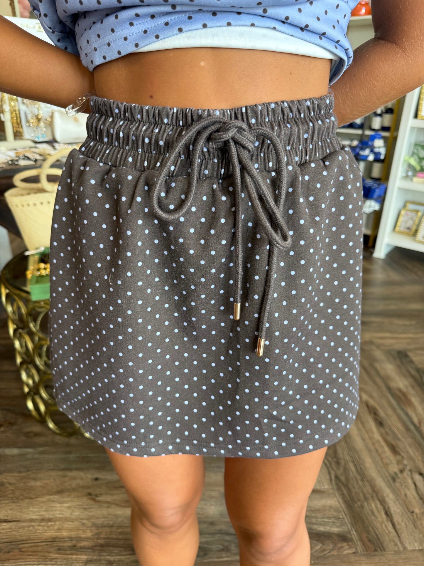 Brown/Blue Dots Skort Set