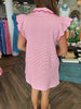 Scalloped Collar Gingham Dress: Pink