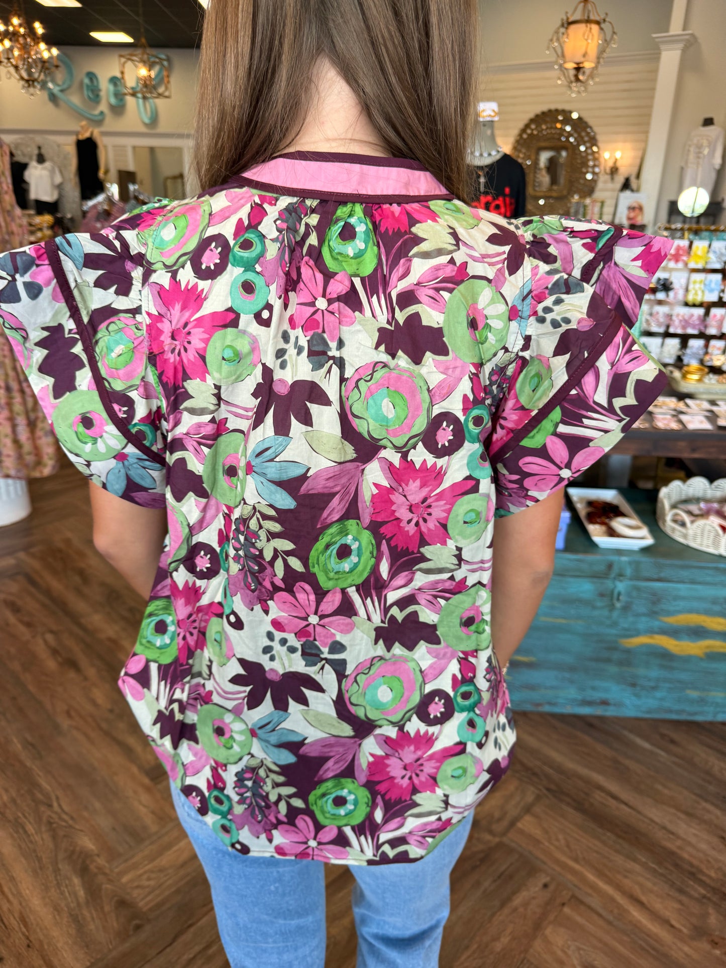 Purple Tone Floral Top