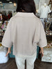 Collared Textured Sweater Top: Stone