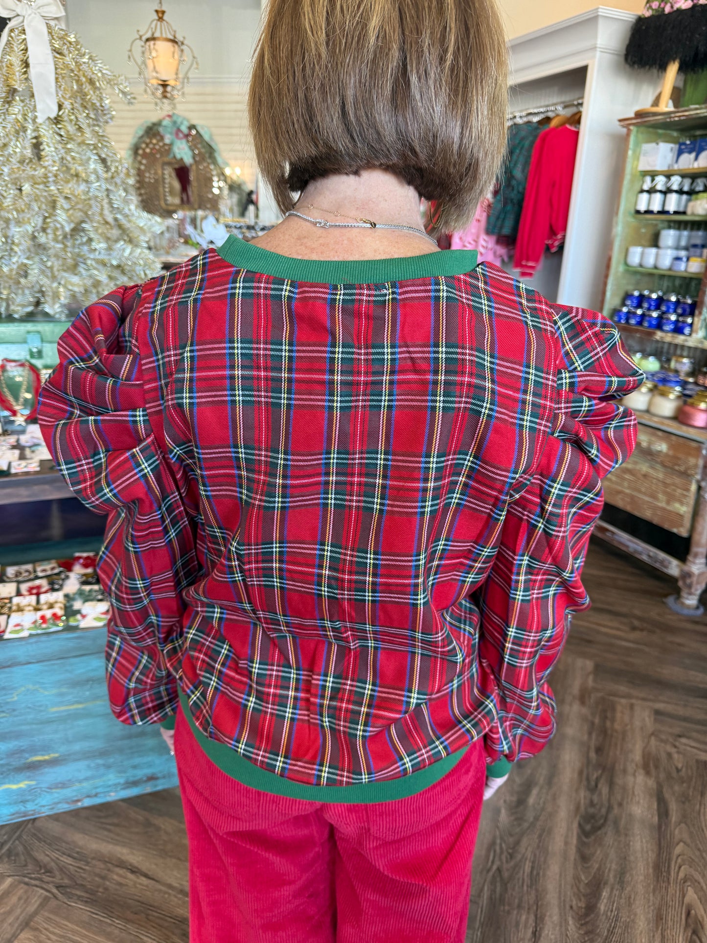 Puff Christmas Top: Dk Green