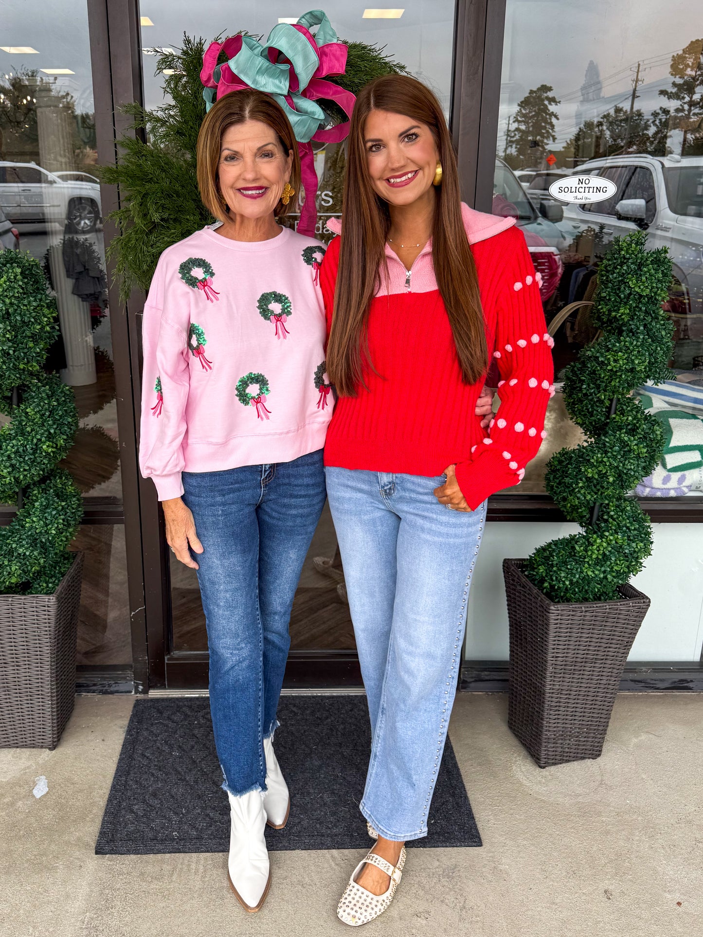 Polkda Dot Half Zip Sweater