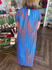 Royal/Brown Stripe Midi Dress