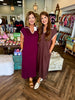 Stacy Solid Midi Dress: Burgandy