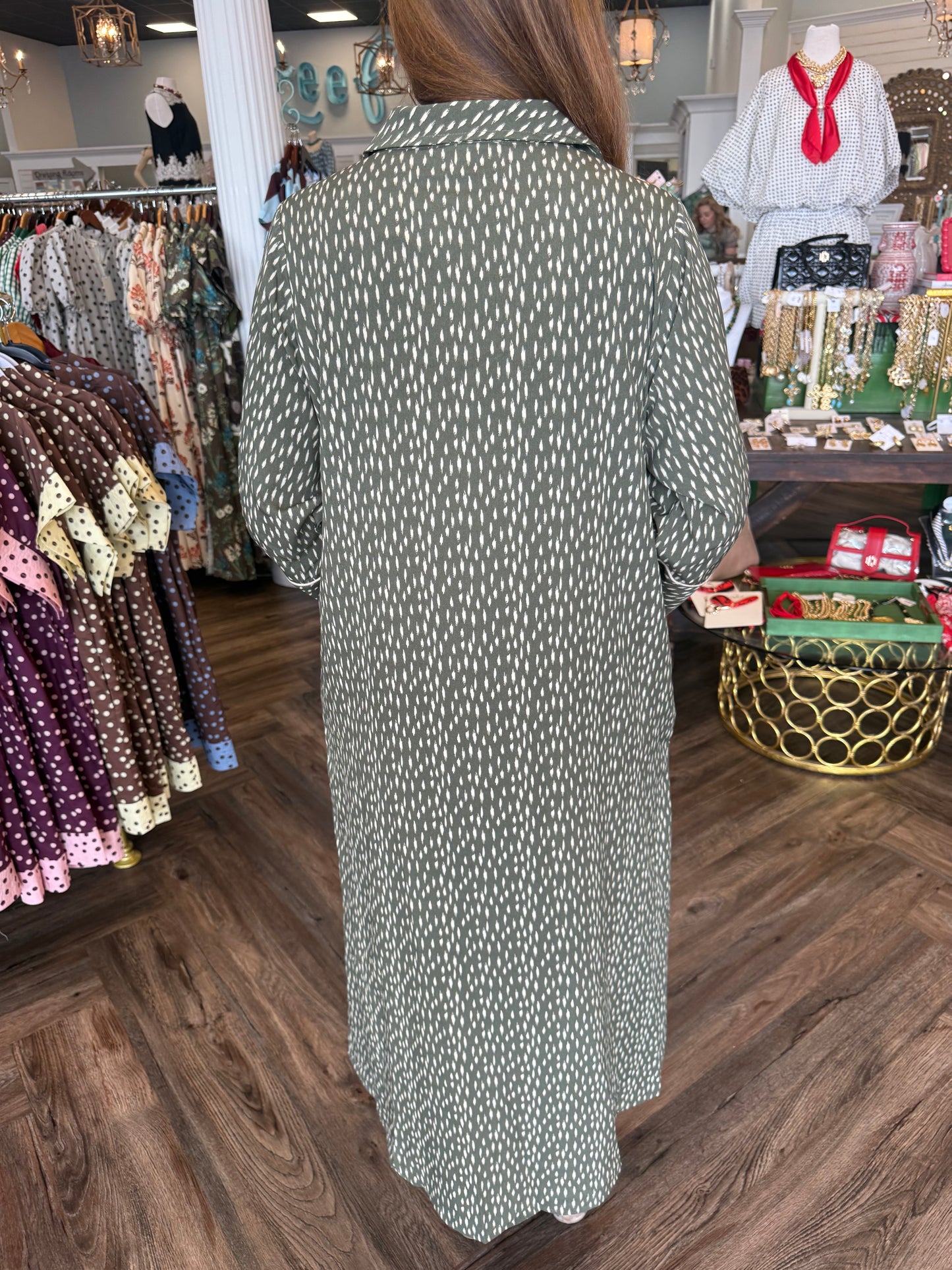 Deerly Loved Midi Dress: Olive