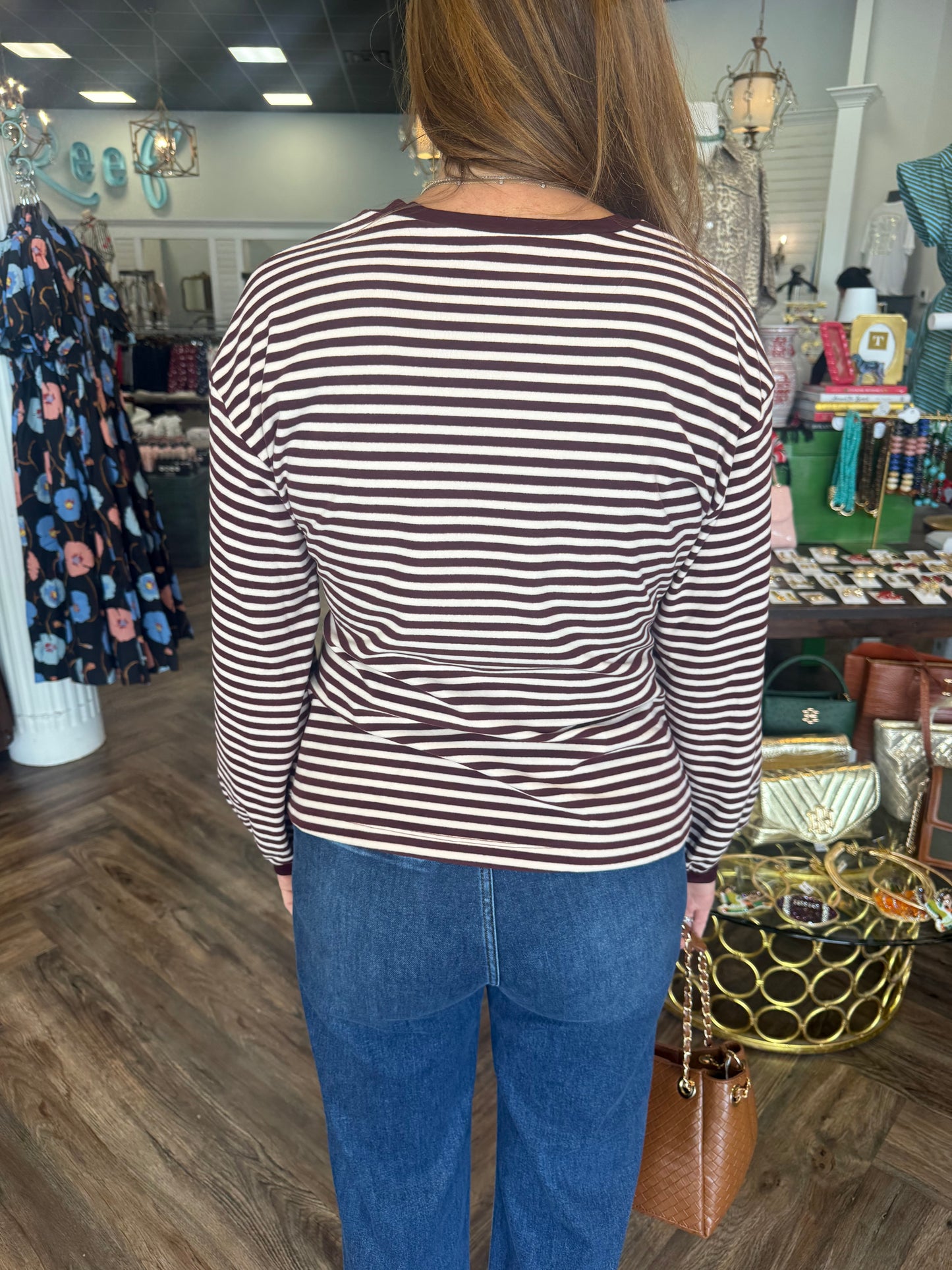 Buttery Stripe Tie Top: Wine