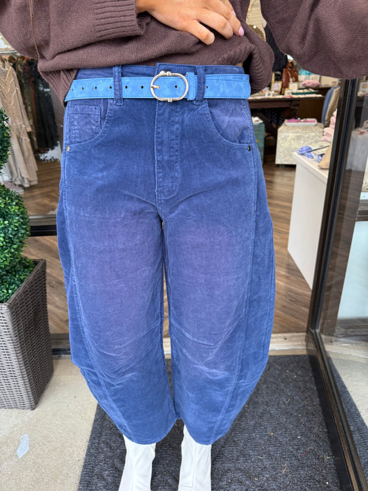 Corduroy Barrell Jeans: Navy