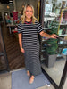Megan Stripe Midi Dress: Black