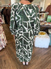 Geo Olive Midi Dress
