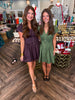 Caroline Button Dress: Dark Plum