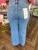 Risen Crop Wide Leg Jeans: Medium Wash