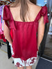 Satin Bow Tank: Burgandy