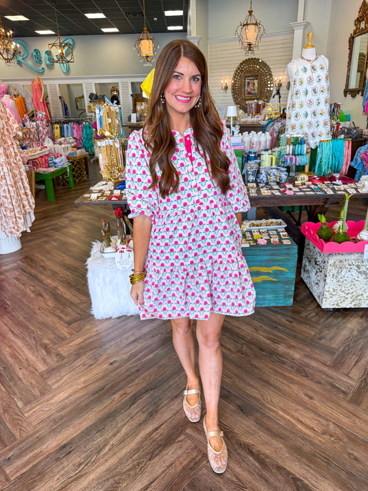 Mary Square Riley Dress: Flora Fanfare