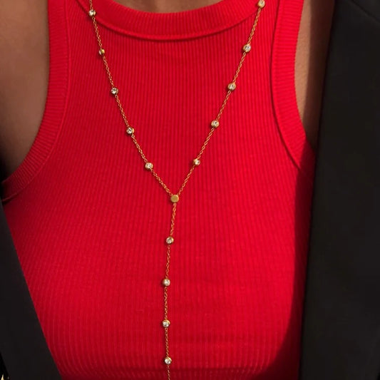 Chansutt Pearls: LAYERED Y DIAMOND NECKLACE
