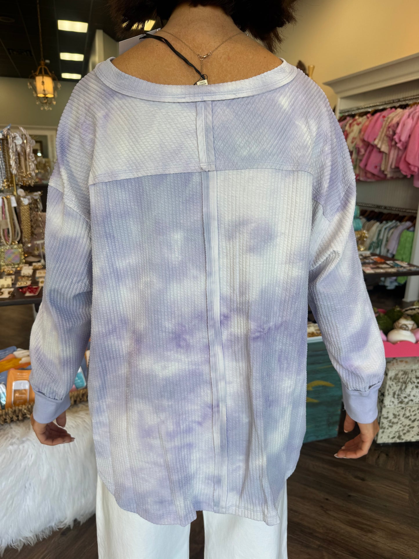 Creamy Lavender Tie Dye Top