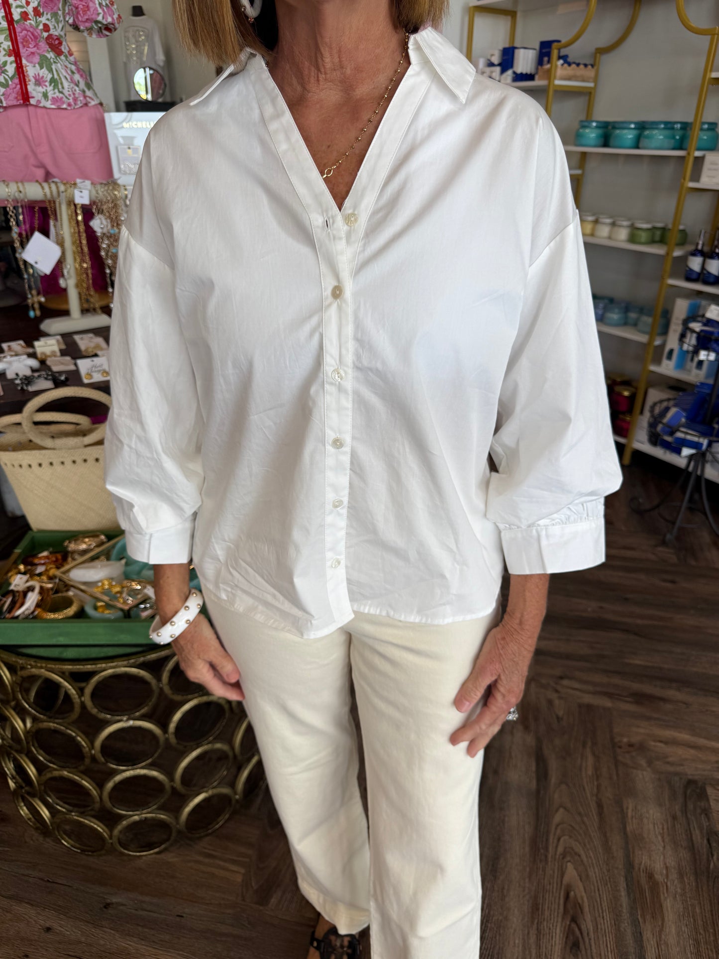 Go To White Collar Blouse
