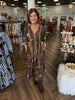 Floral Brown and Tan midi dress