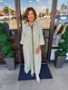 Flowy Striped Midi Dress: Olive