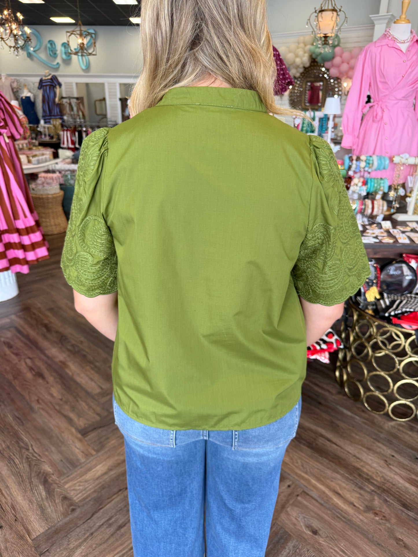 Olive Detailed Stitch Top