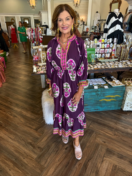 Plum Mix It Up Midi Dress
