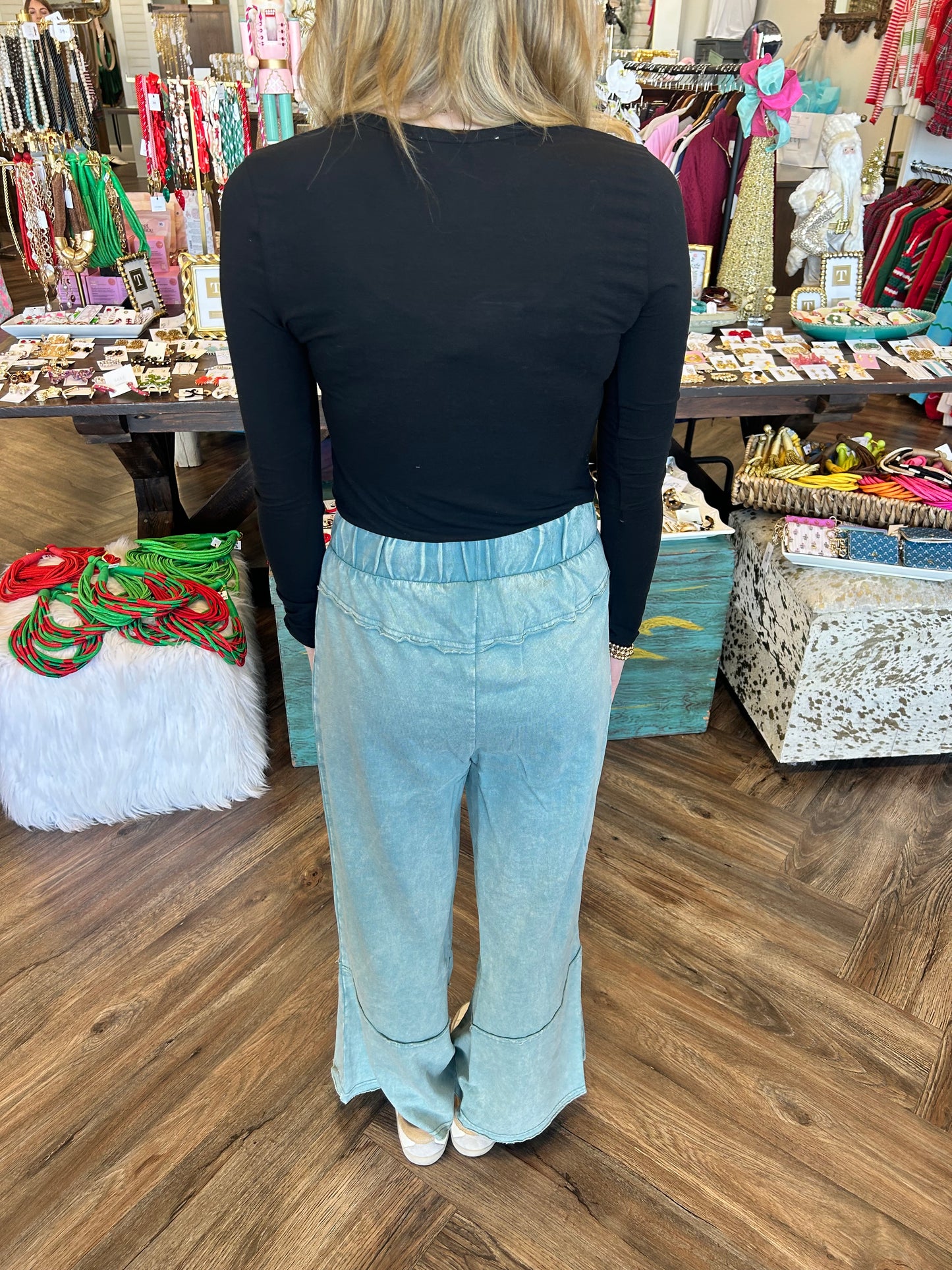 Exposed Hem Pants: Ash Blue