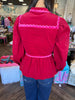 Red and Pink Corduroy Peplum Top